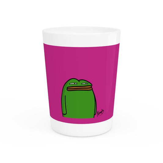 Pepe Portraits Shot Glass on Hot Pink background with Black Numpty Text as signature (0x420 INU Store) #14 by Numpty