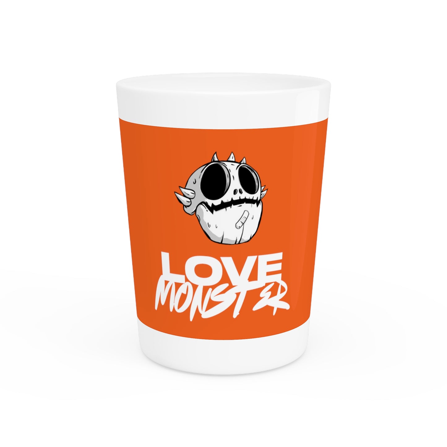 Love Monster Shot Glass Skully Head - White Text Logo