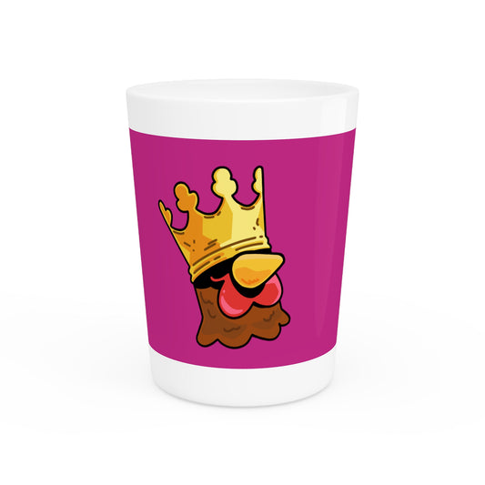 Gravy Fan Art Shot Glass Fan Art COQ Crown Head on Hot Pink background (0x420 INU Store)