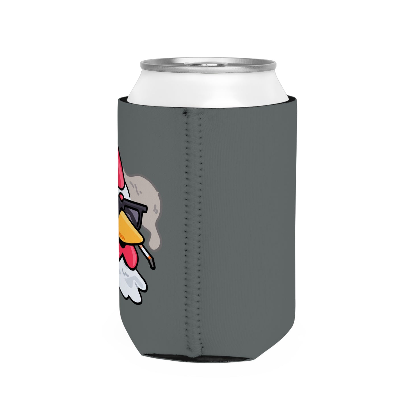 Dark Grey Can Cooler Sleeve Fan Art COQ INU Smoking Head 0x420 Black Text by Gravy