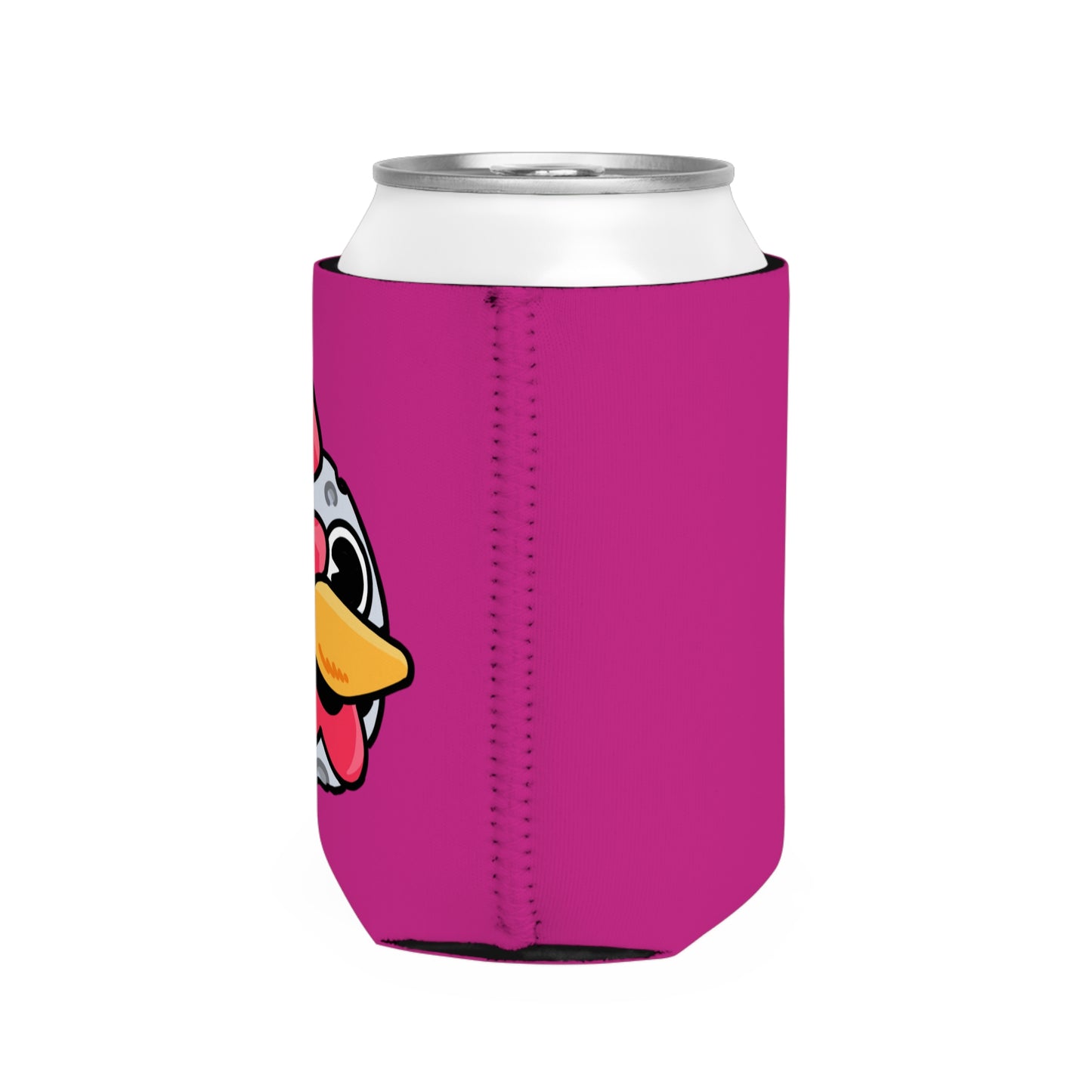 Hot Pink Can Cooler Sleeve Fan Art COQ INU Moon Head 0x420 Black Text by Gravy