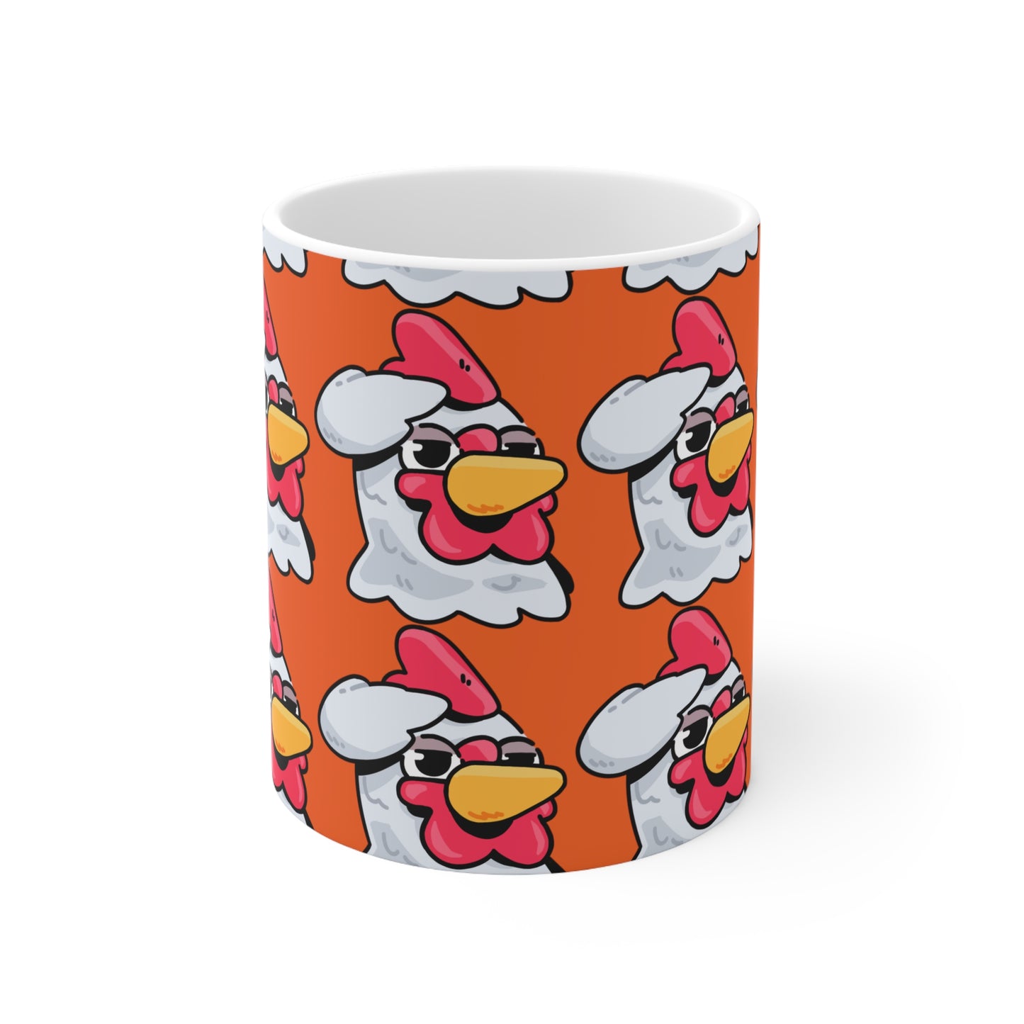 Salute Head Gravy Fan Art with Black Text; COQ INU 0x420 White Ceramic Mug with Orange Print 11oz