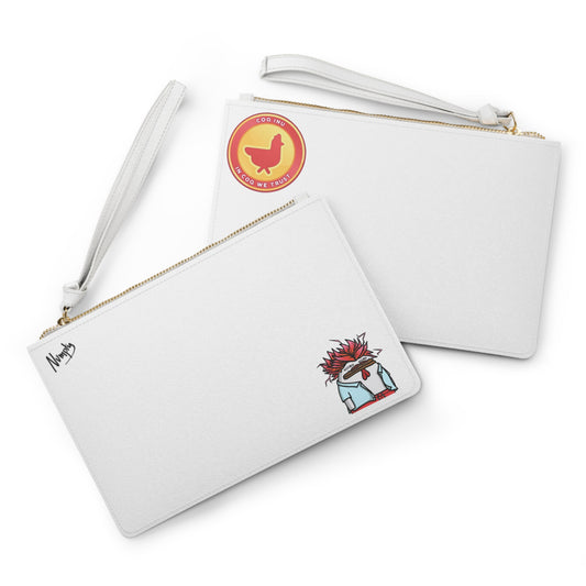 Pepe Portraits Clutch Bag on White Bag COQ INU Logo (0x420 INU Shop) with Numpty Signature