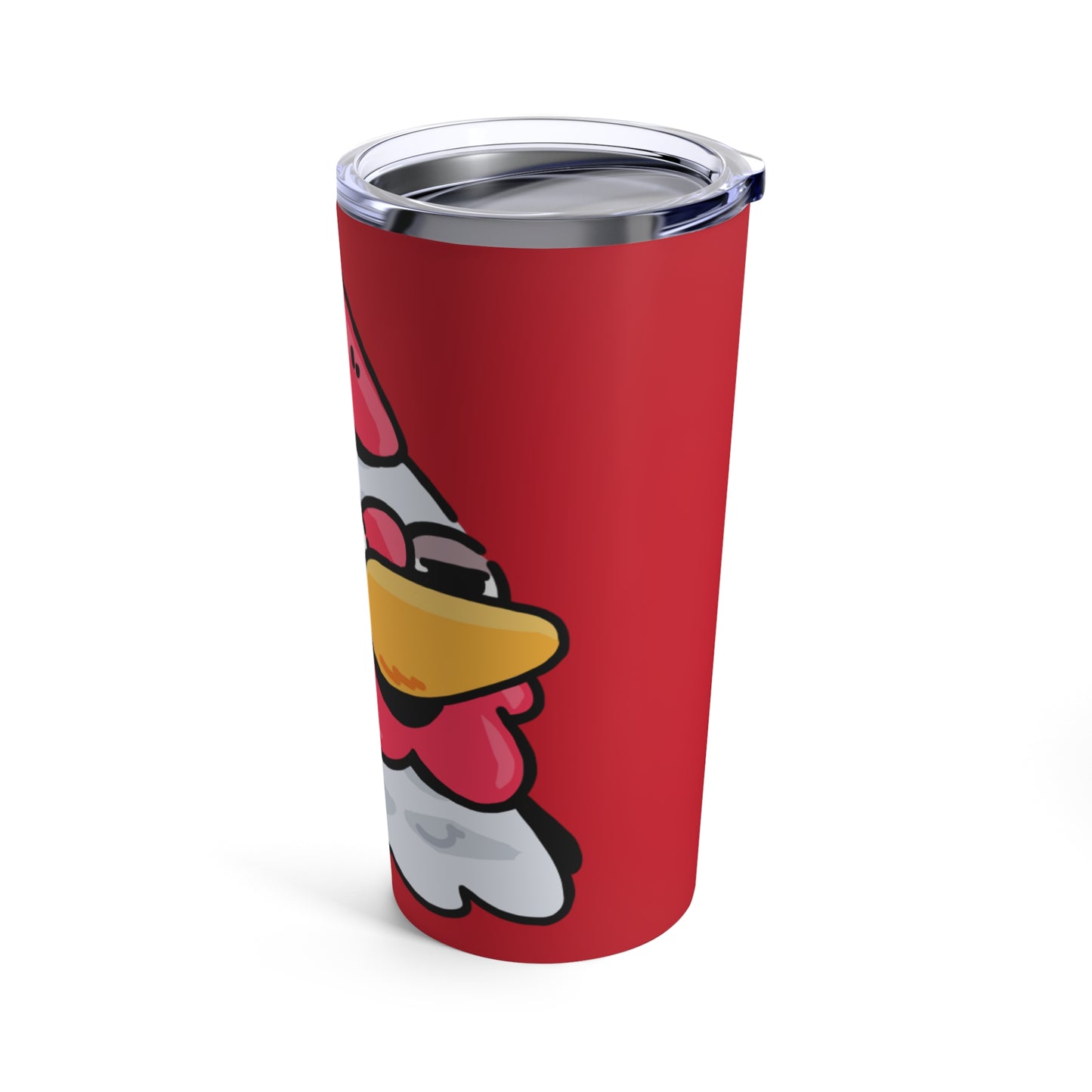 Gravy Fan Art Tumbler 20oz COQ Head Salute, on Red Background, Funny Chicken (Chikn)