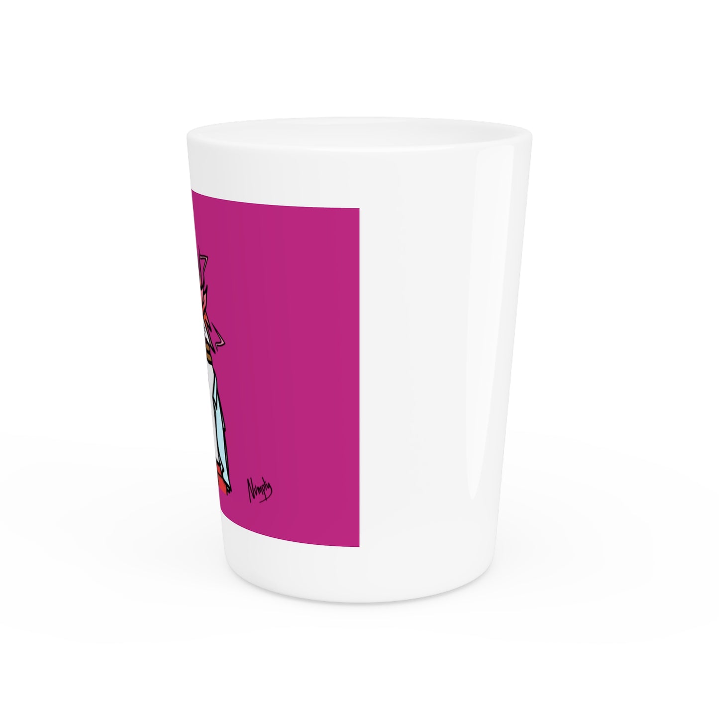 Pepe Portraits Shot Glass on Hot Pink background with Black Numpty Text as signature (0x420 INU Store) #2720