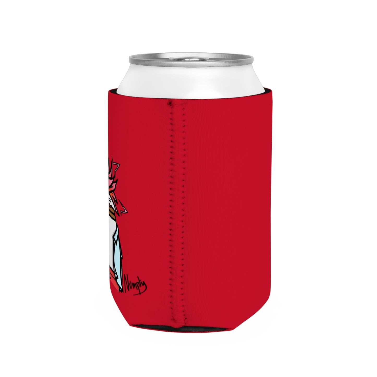 Red Can Cooler Sleeve COQ INU Pepe Portraits 0x420 Black Text Numpty Signature #2720