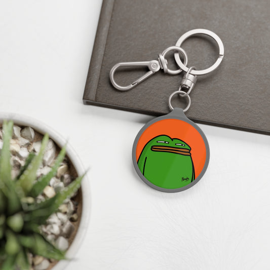 Pepe Portraits Keyring Tag COQ INU 0x420 Orange back ground with Numpty Signature # Green 14 by Numpty