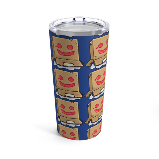 Gravy Fan Art Tumbler 20oz COQ Box Head, on Navy Background, Funny Chicken (Chikn)