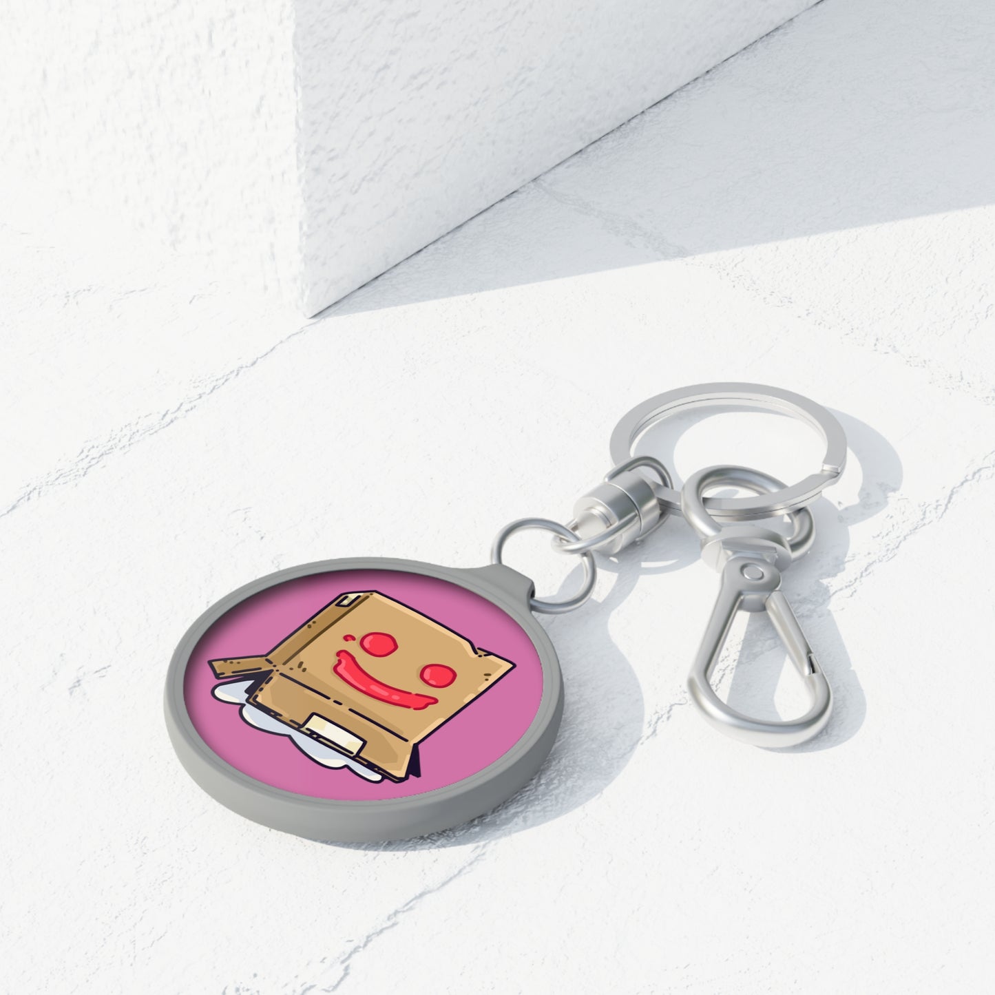 Keyring Tag COQ INU 0x420 Light Pink back ground COQ Boxhead by Gravy