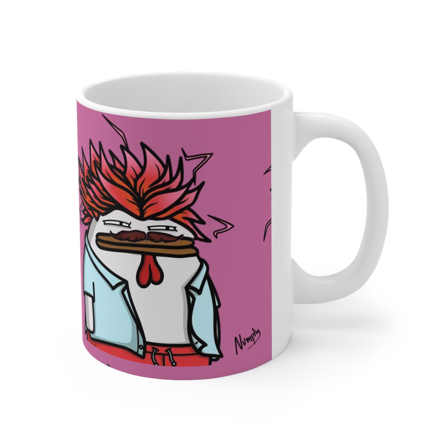 Pepe Portrait with Black Numpty Signature as Text; COQ INU 0x420 Pink Print Ceramic Mug 11oz #2720