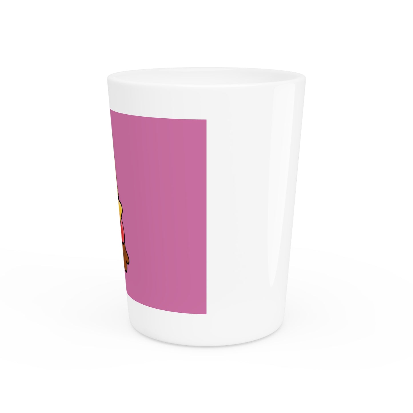 Gravy Fan Art Shot Glass Fan Art COQ Crown Head on Pink background (0x420 INU Store)