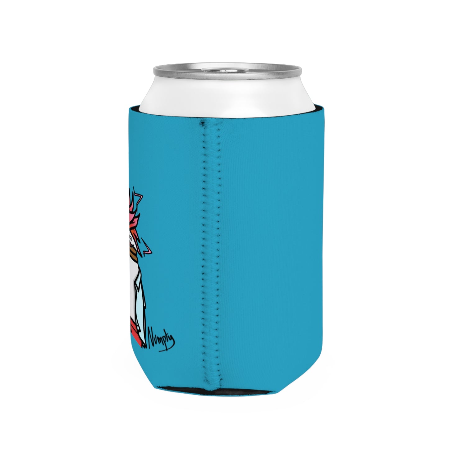 Turquoise Can Cooler Sleeve COQ INU Pepe Portraits 0x420 Black Text Numpty Signature #2720