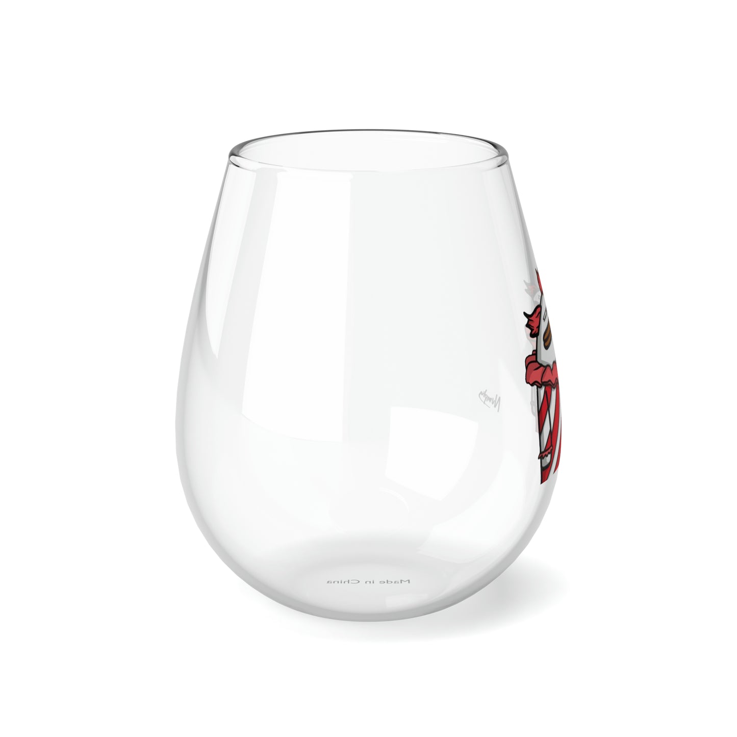 Pepe Portraits COQ INU with Black Text by Numpty Signature Stemless Wine Glass, 11.75oz #Clown by Numpty