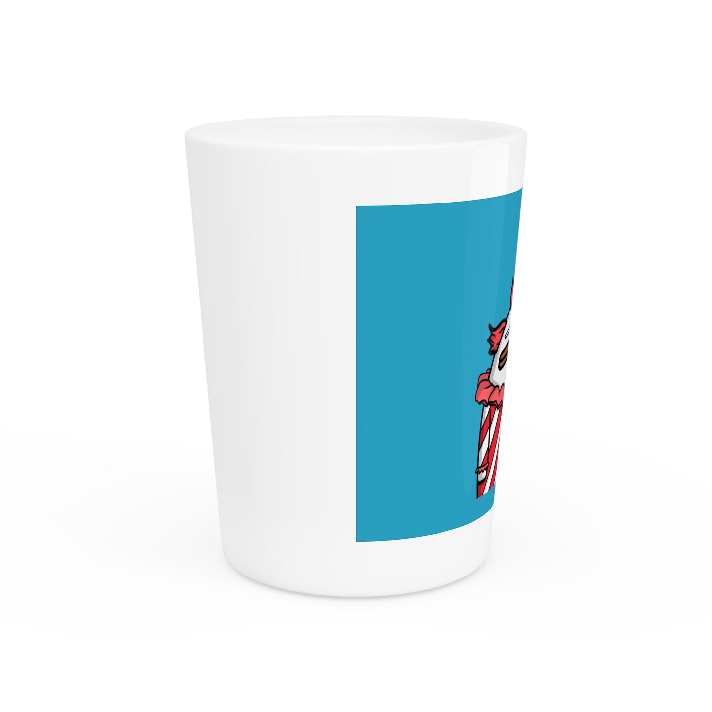 Pepe Portraits Shot Glass on Turquoise background with Black Numpty Text as signature (0x420 INU Store) #Clown by Numpty