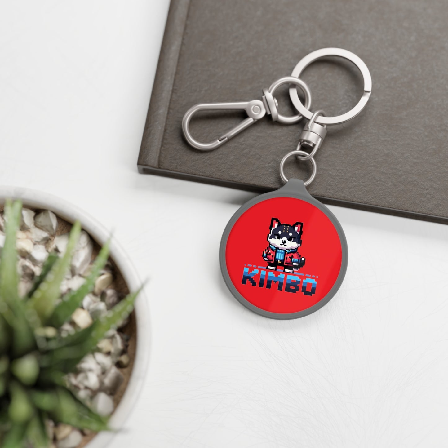 KIMBO Keyring Tag COQ INU 0x420 Red back ground #KIMBO Blue By Nifty