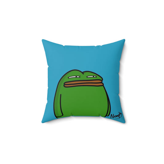 Turquoise Spun Polyester Square Pillow Pepe Portraits signature by Numpty (COQ INU 0x420) #14 by Numpty