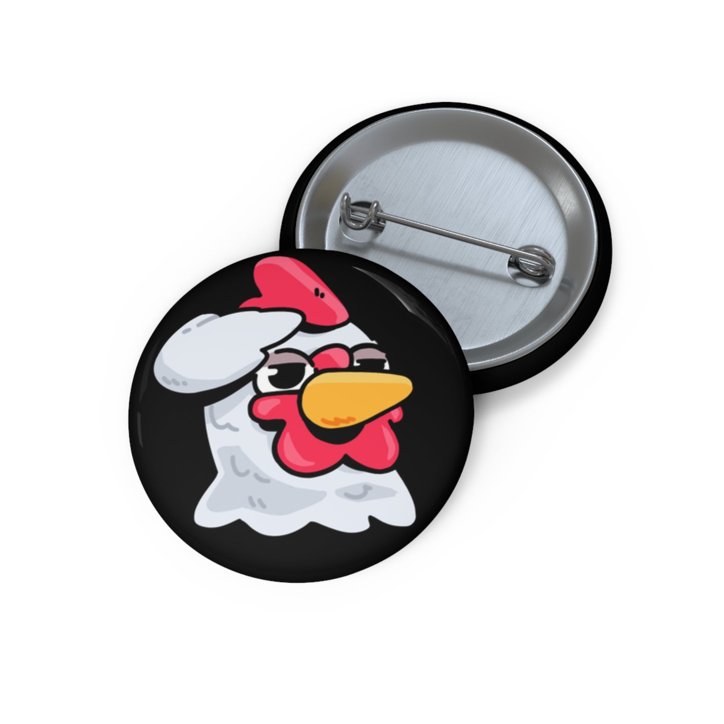 COQ Head Salute Pin Buttons By Gravy #COQ INU Pin - Funny Chicken (Chikn)