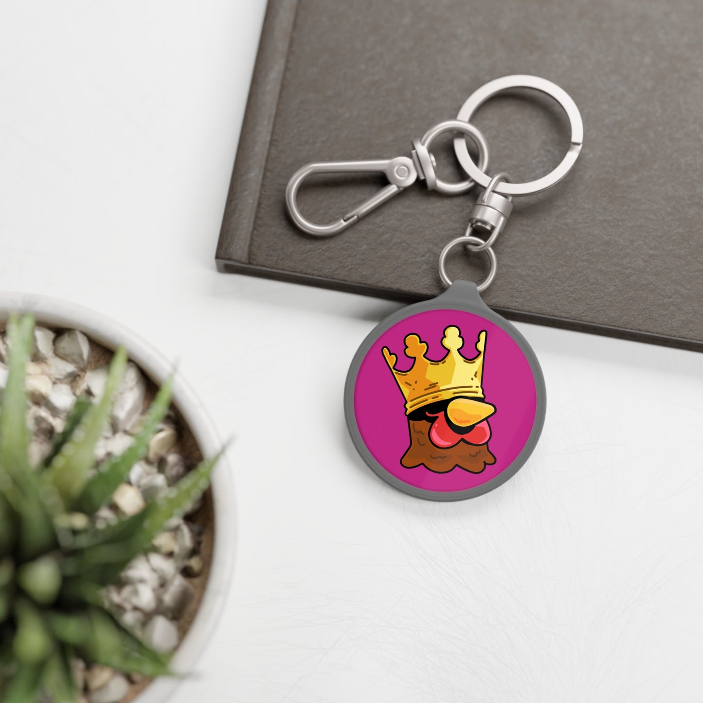 Keyring Tag COQ INU 0x420 Pink back ground COQ head Crown by Gravy