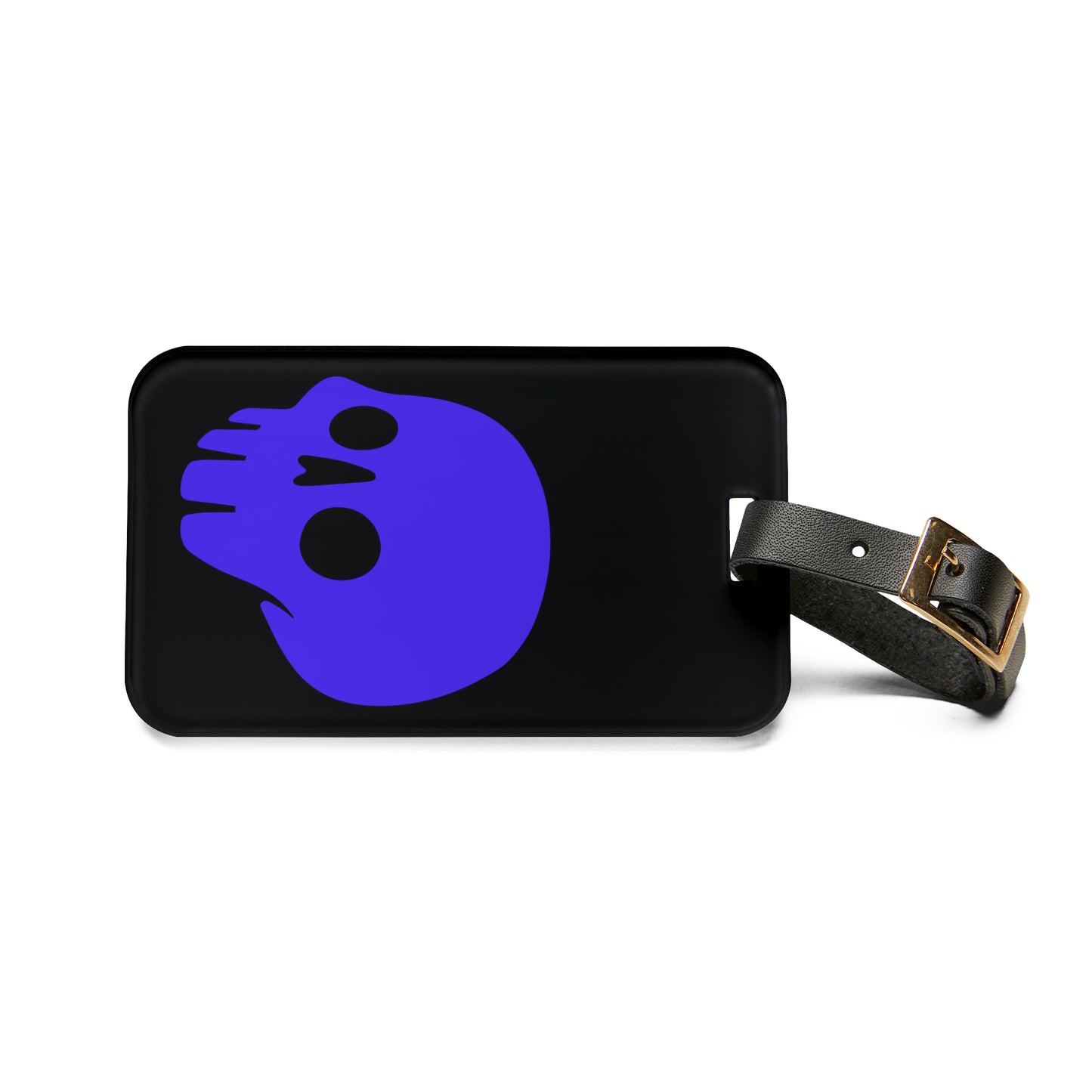 Luggage Tag with Purple Madskullz Purple Skull Logo on black