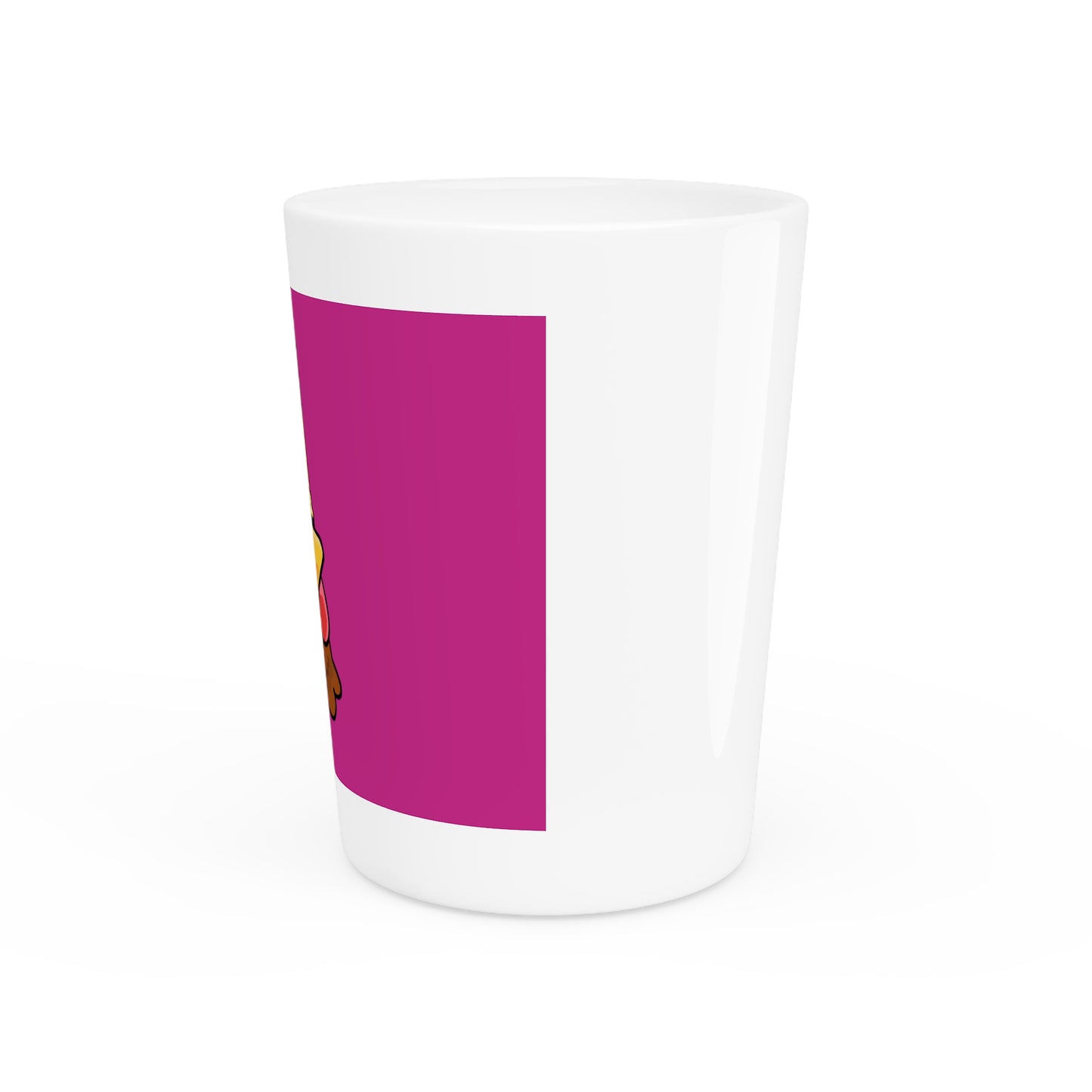 Gravy Fan Art Shot Glass Fan Art COQ Crown Head on Hot Pink background (0x420 INU Store)