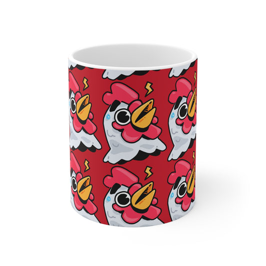 Whistle Head Gravy Fan Art with Black Text; COQ INU 0x420 White Ceramic Mug with Red Print 11oz