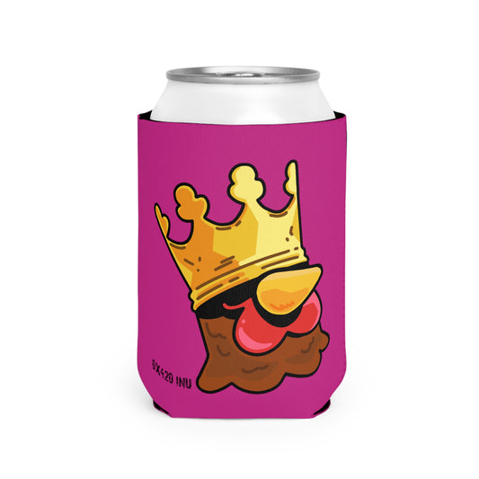 Hot Pink Can Cooler Sleeve Fan Art COQ INU Crown Head 0x420 Black Text by Gravy