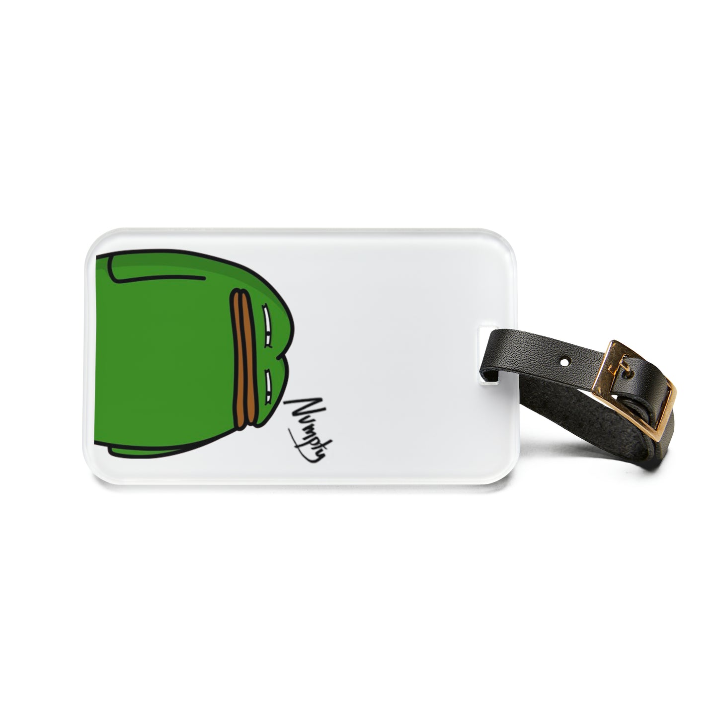 Luggage Tag COQ INU Logo & 0x420 Print by Numpty Pepe Portraits Green