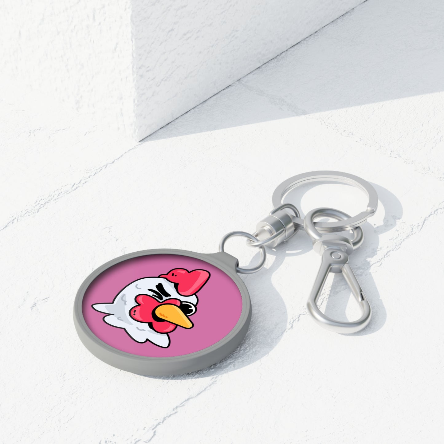 Keyring Tag COQ INU 0x420 Pink back ground COQ head Wink by Gravy