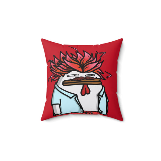 Red Spun Polyester Square Pillow Pepe Portraits signature by Numpty (COQ INU 0x420) #2720