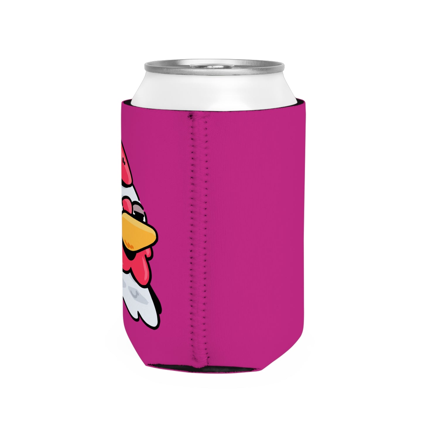 Hot Pink Can Cooler Sleeve Fan Art COQ INU Salute Head 0x420 Black Text by Gravy