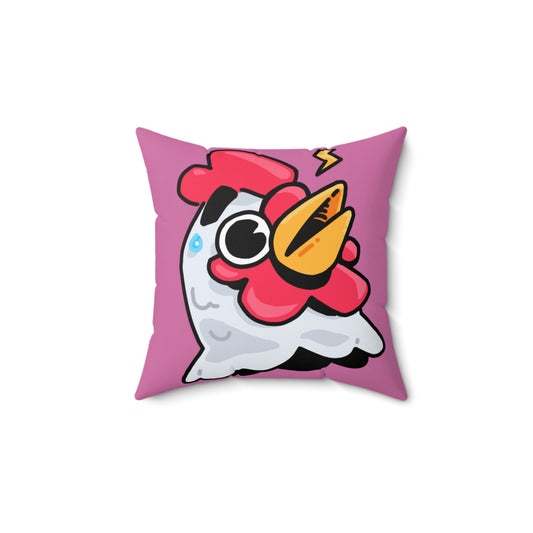 Light Pink Spun Polyester Square Pillow COQ INU 0x420 Whistle Head with White Text Fan Art by Gravy