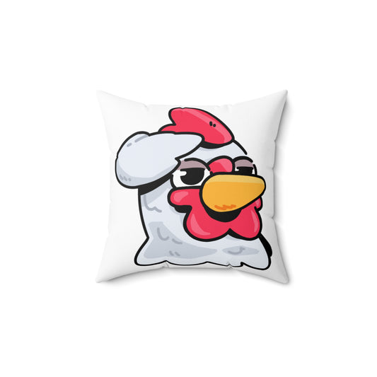 White Spun Polyester Square Pillow COQ INU 0x420 Salute Head with Navy Text Fan Art by Gravy