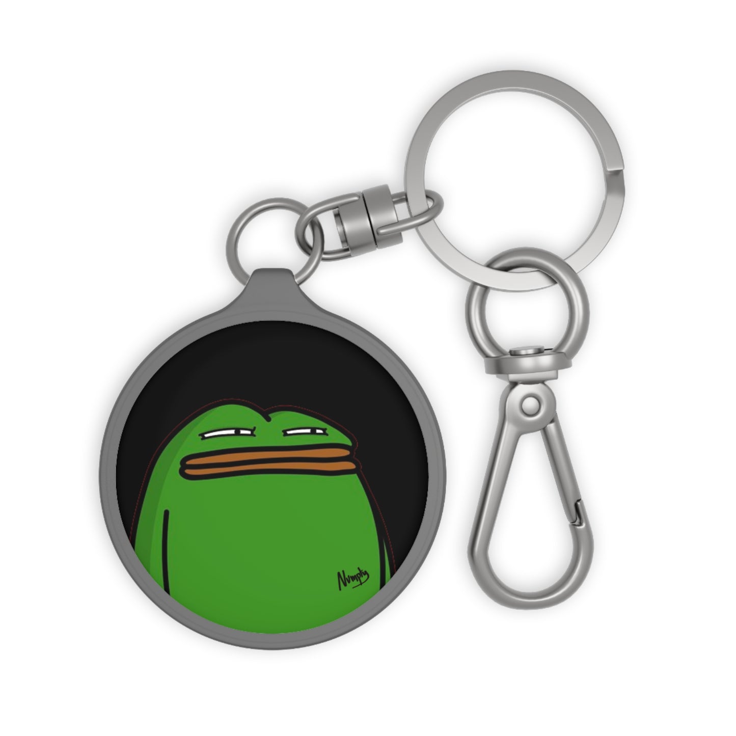 Pepe Portraits Keyring Tag COQ INU 0x420 Black back ground with Numpty Signature # Green 14 by Numpty