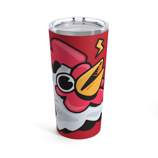 Gravy Fan Art Tumbler 20oz COQ Head Whistle on Red Background, Funny Chicken (Chikn)