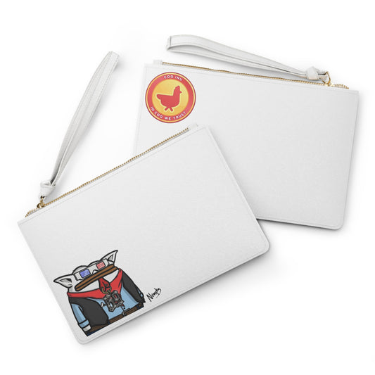 Pepe Portrait Fan Art Clutch Bag on White Bag COQ INU Logo (0x420 INU Shop) with Numpty Signature # 69 Accessory