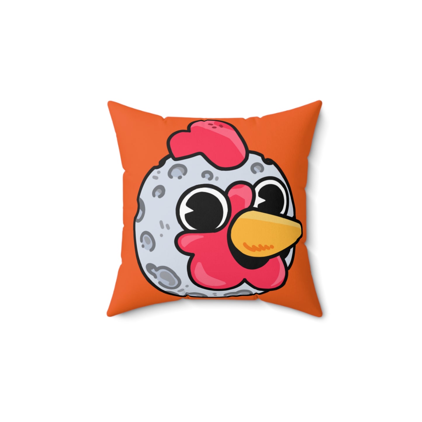 Orange Spun Polyester Square Pillow COQ INU 0x420 Moon Head with White Text Fan Art by Gravy