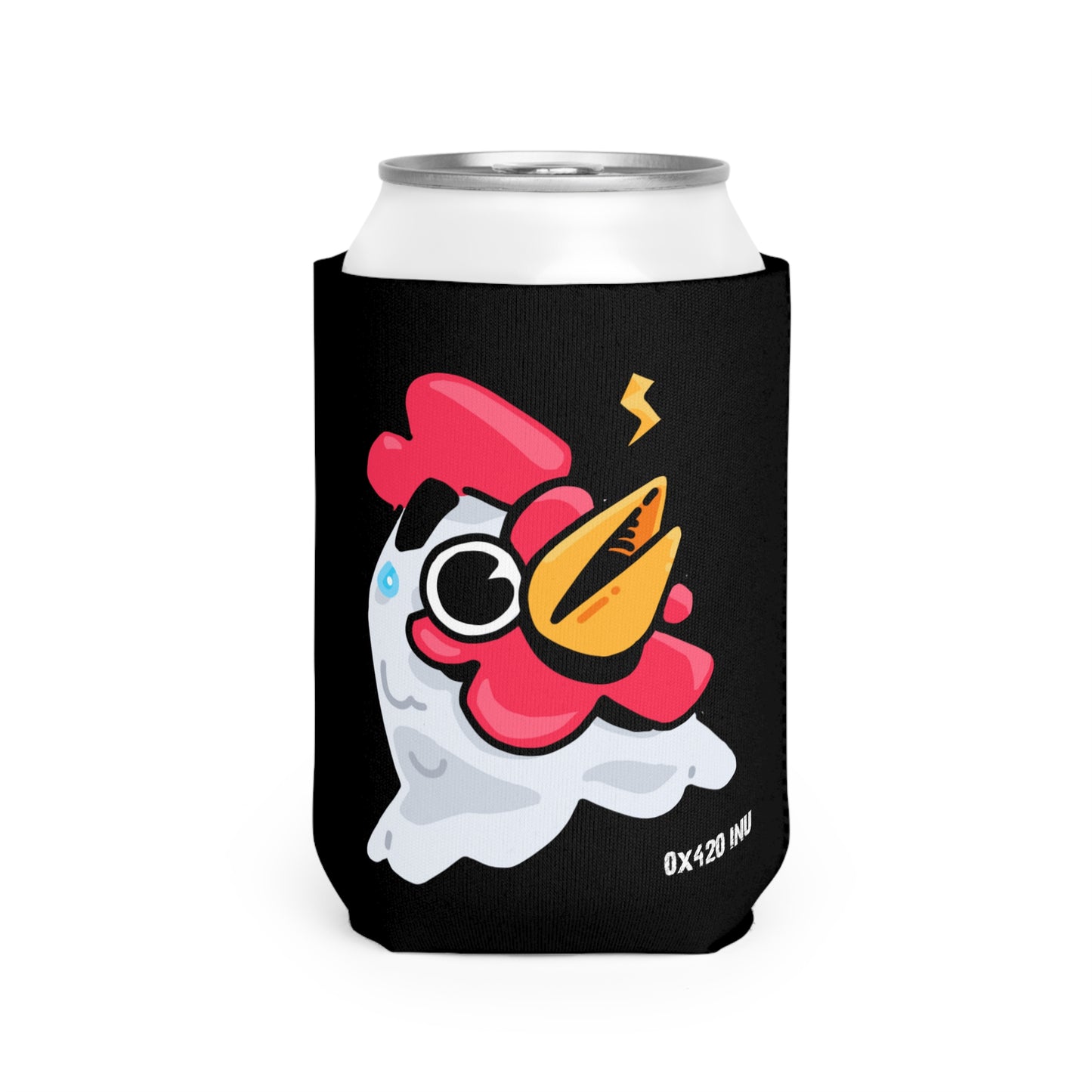 Black Can Cooler Sleeve Fan Art COQ INU Whistle Head 0x420 Black Text by Gravy