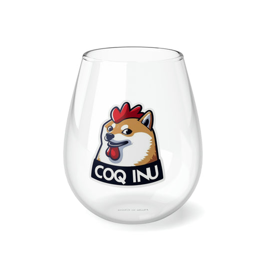 Nifty Fan Art Branded COQ INU with Dog Stemless Wine Glass, 11.75oz