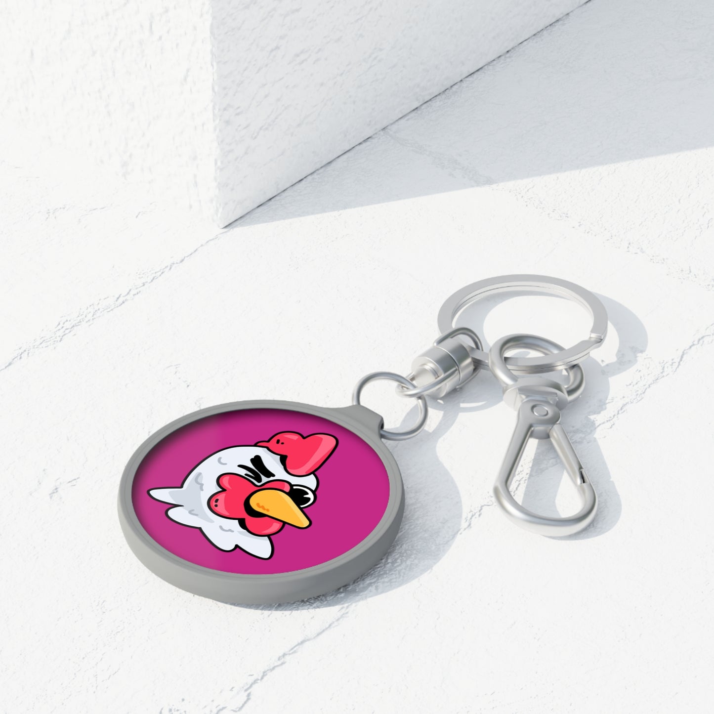 Keyring Tag COQ INU 0x420 Hot Pink back ground COQ head Wink by Gravy