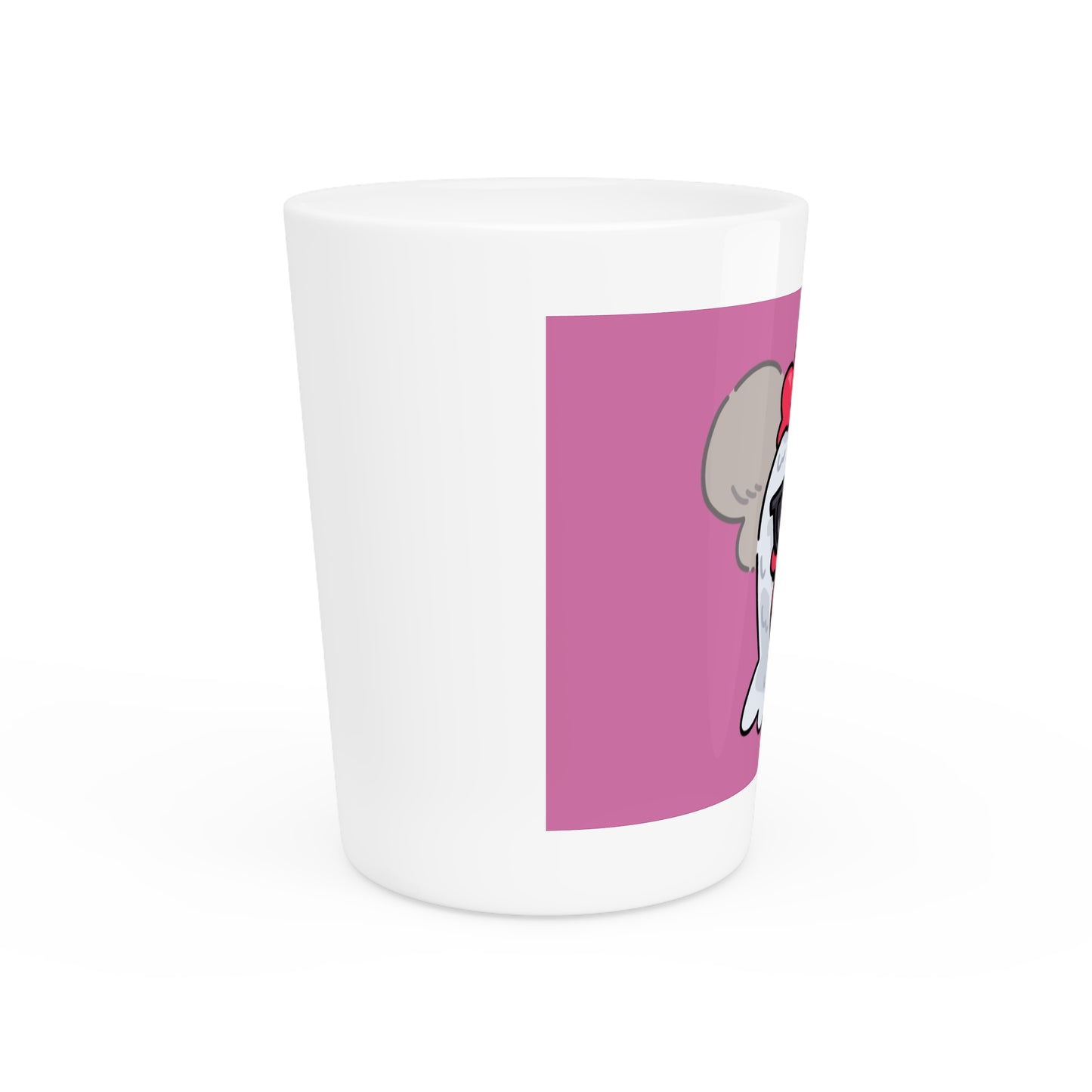 Gravy Fan Art Shot Glass Fan Art COQ Smokers Head on Pink background (0x420 INU Store)