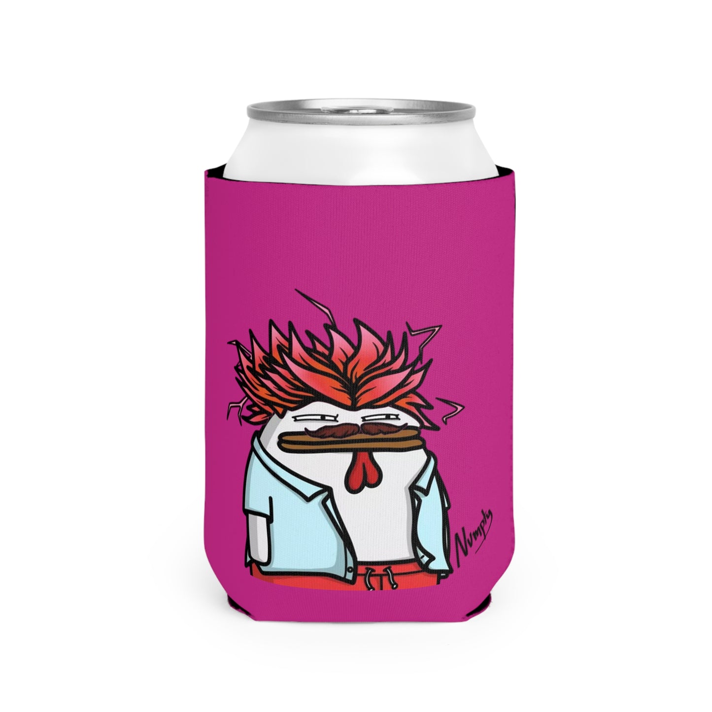 Hot Pink Can Cooler Sleeve COQ INU Pepe Portraits 0x420 Black Text Numpty Signature #2720